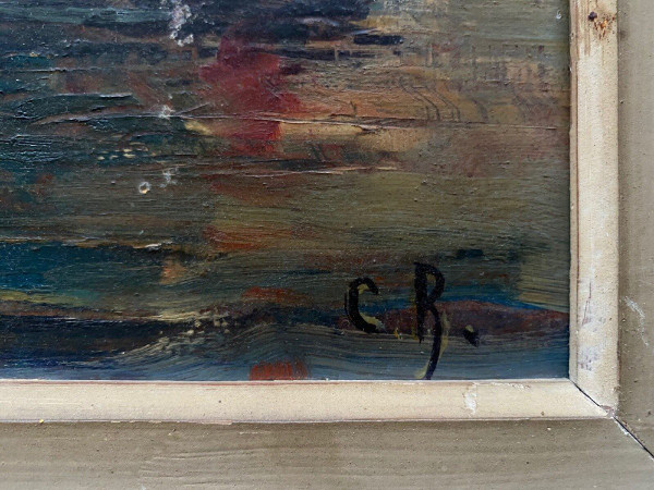 Oil on Isorel initials CR Venice 20th century