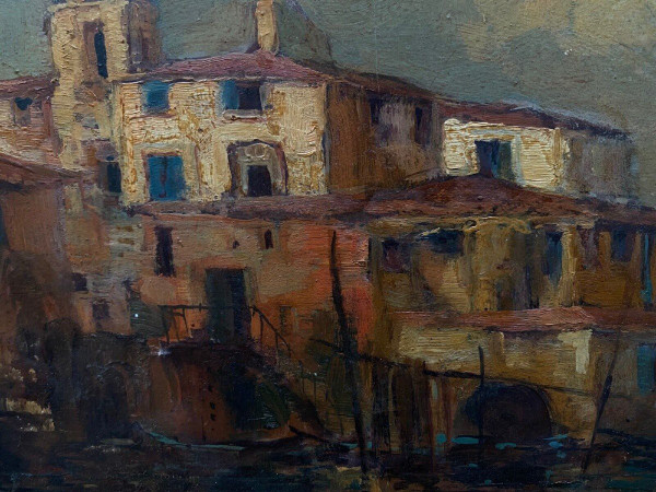 Oil on Isorel initials CR Venice 20th century