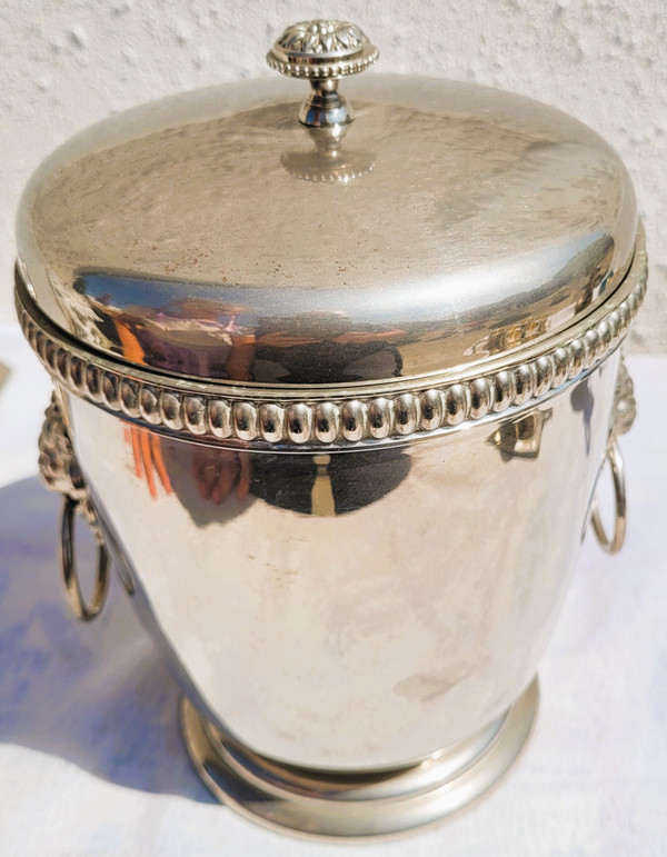 Vintage silver metal ice cube bucket by Maison "TERMID A PARIS" design 1970