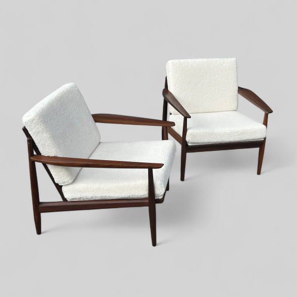 Pair Of Refurbished Scandinavian Teak Armchairs Circa 1960