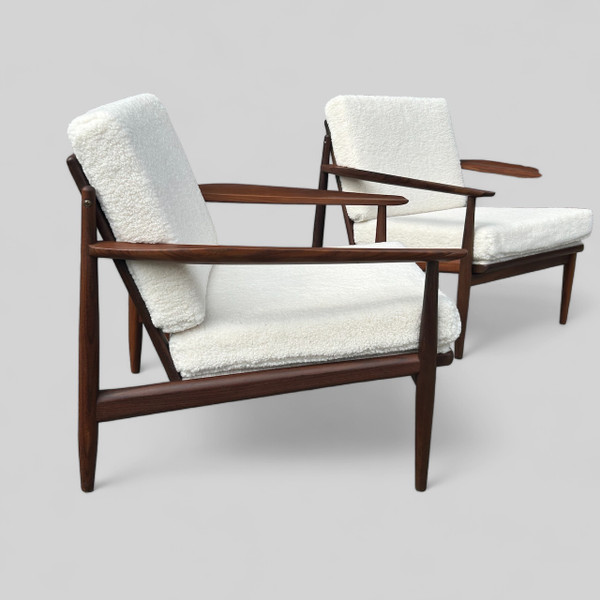 Pair Of Refurbished Scandinavian Teak Armchairs Circa 1960