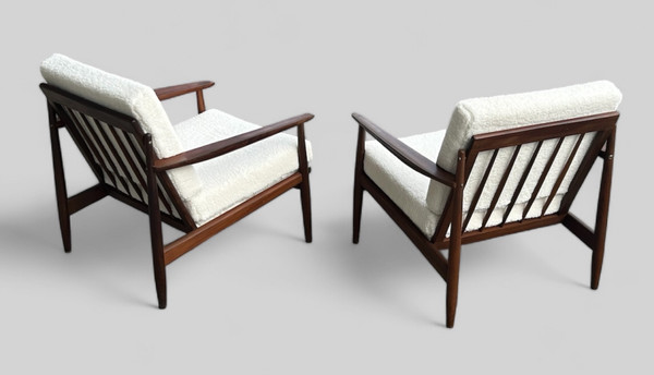 Pair Of Refurbished Scandinavian Teak Armchairs Circa 1960