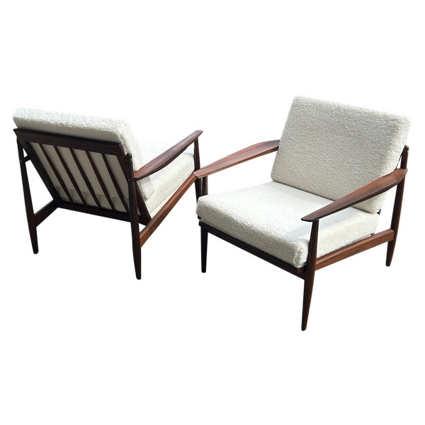 Pair Of Refurbished Scandinavian Teak Armchairs Circa 1960