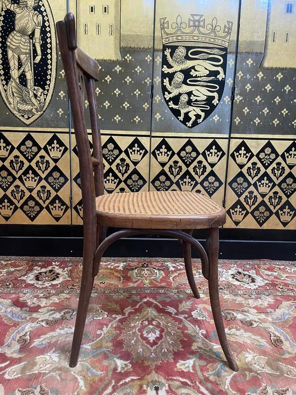 Set of 7 Baumann / Thonet / Fischel caned bistro chairs