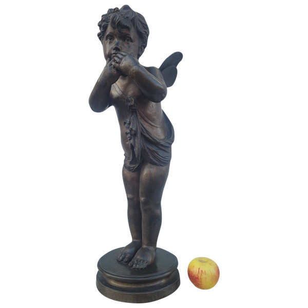 Bronze d'Un Putto Ailé Sur Pied, fin XIXème Siècle début XXème siècle