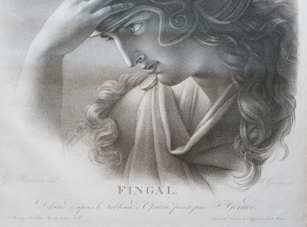 Gravure Mythologique Fingal 19ème d'après Gérard