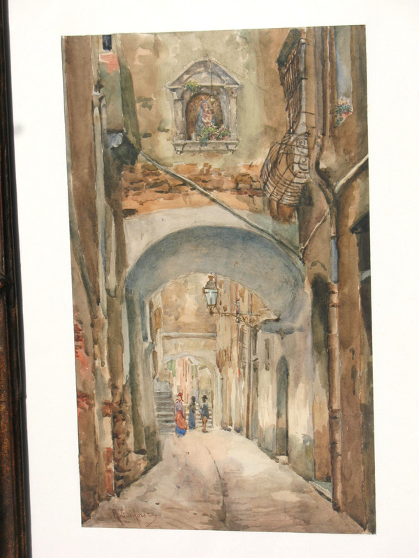 San Remo Italy signed watercolour by Riccardo Guidorizzi framed