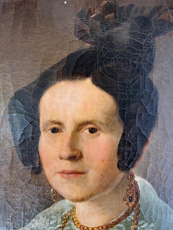 Elegant Portrait of Captain Herlin's Wife - 19th Century