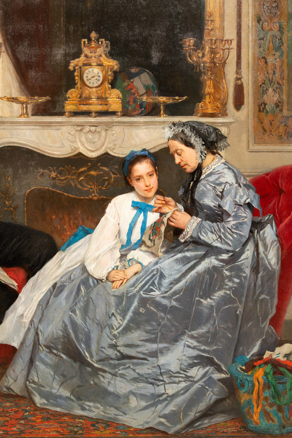 Die Stickereistunde - Gustave de Jonghe (1829-1893)