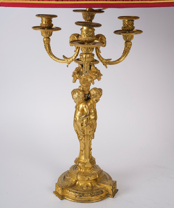 A pair of Louis XVI style gilt bronze lamps, late 19th century