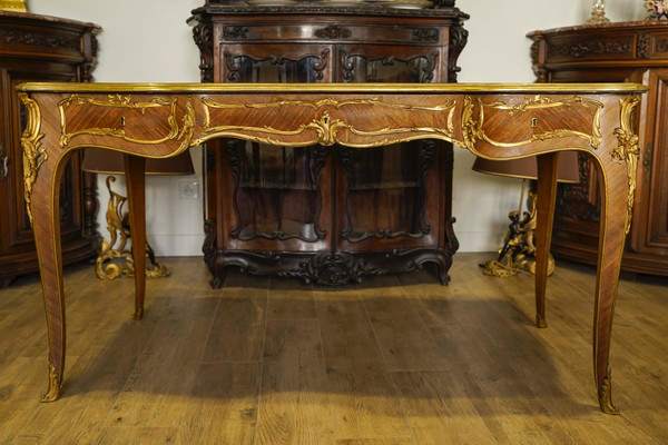 A Louis XV style bureau plat, circa 1880