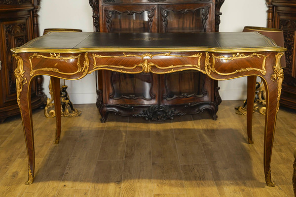 A Louis XV style bureau plat, circa 1880