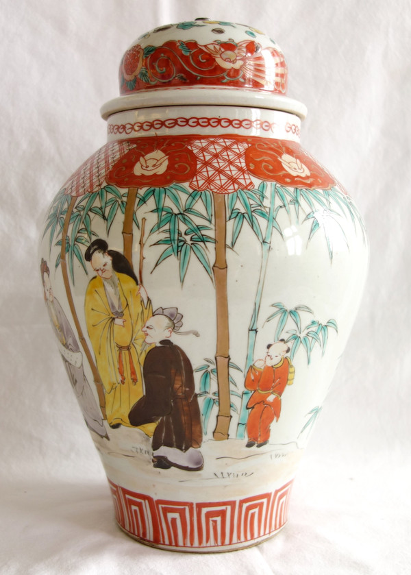 Chinese porcelain vase lamp, famille verte