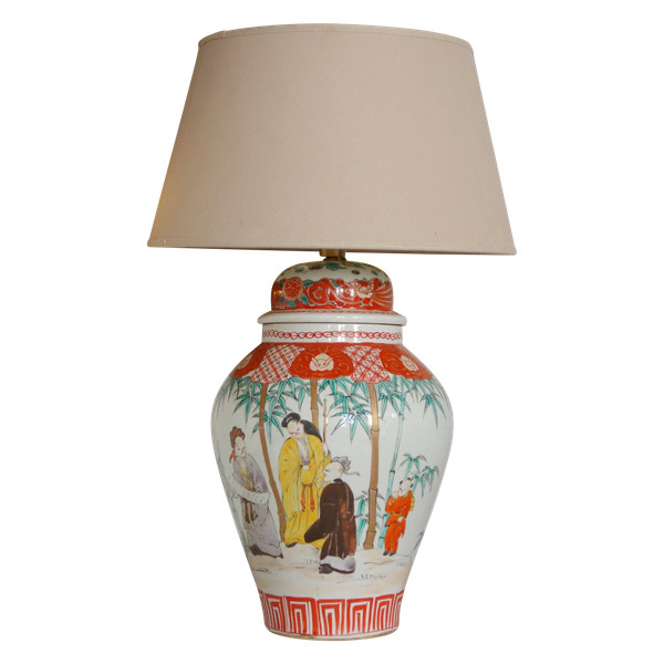 Chinese porcelain vase lamp, famille verte