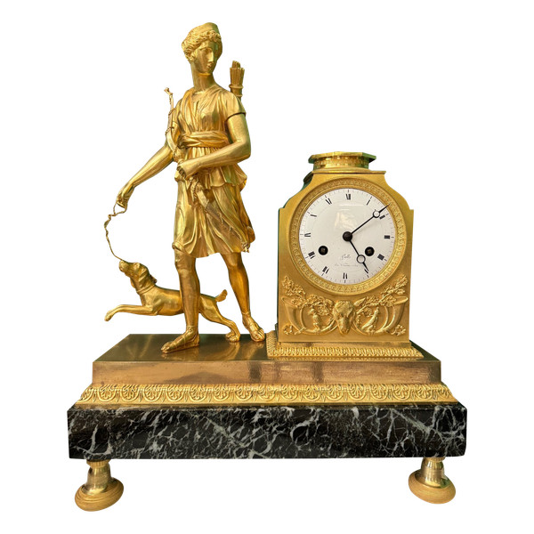 Hervorragende Uhr „Diana die Jägerin“, signiert von Claude Galle, Empire-Zeit. 