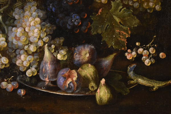 Still Life Of Fruit With Lizard, Franz Werner Von Tamm (hamburg 1658-vienna 1754) Attributed To