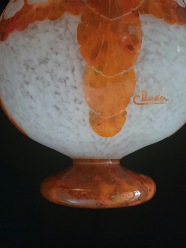 Large LeVerre Français-Charder ball vase from 1927