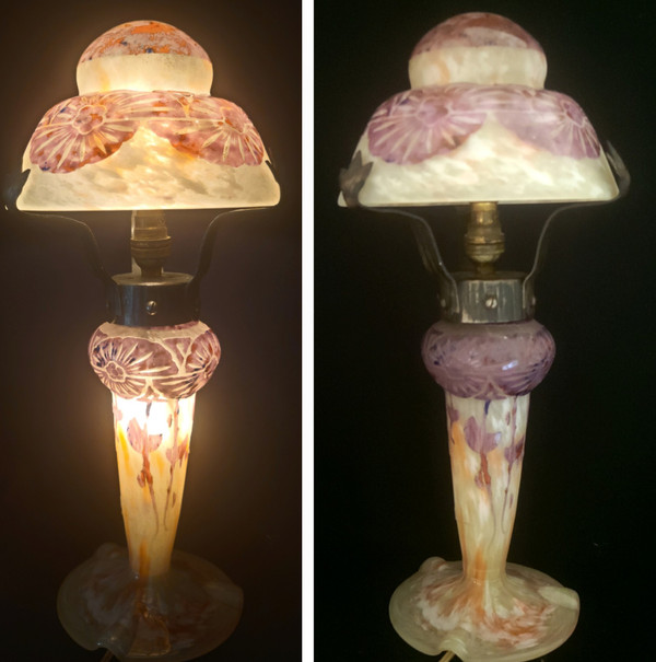 C. Schneider: "Ancolies" mushroom lamp "signed Charder/Le Verre Français" 1927 61928