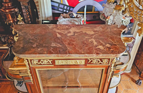 Louis XVI-style mahogany, gilt bronze and varnished Martin display case