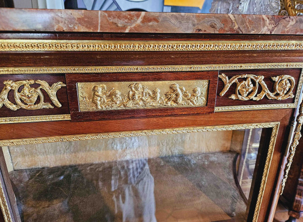 Louis XVI-style mahogany, gilt bronze and varnished Martin display case