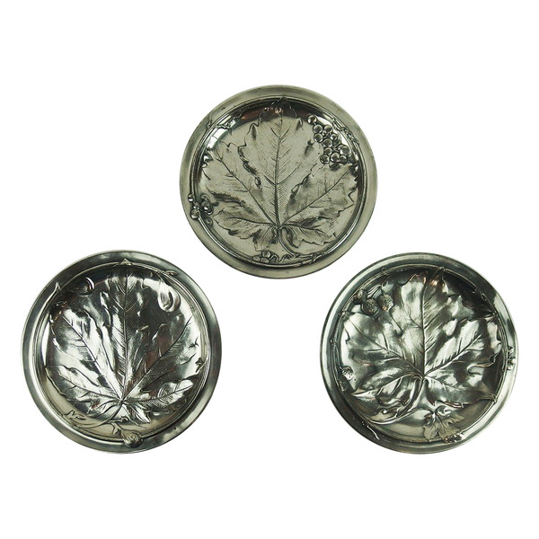 Set of three Art Nouveau silver-plated plates by Gallia Christofle