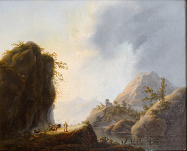 Alphonse Giroux au Coq Honoré - early 19th century French school, landscape in the taste of Pillement