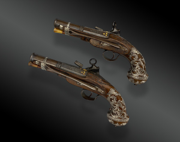 Pair of luxury flintlock pistols by Joseph LLINAROS Spain circa 1800