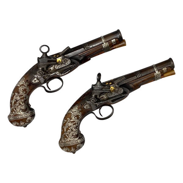 Pair of luxury flintlock pistols by Joseph LLINAROS Spain circa 1800