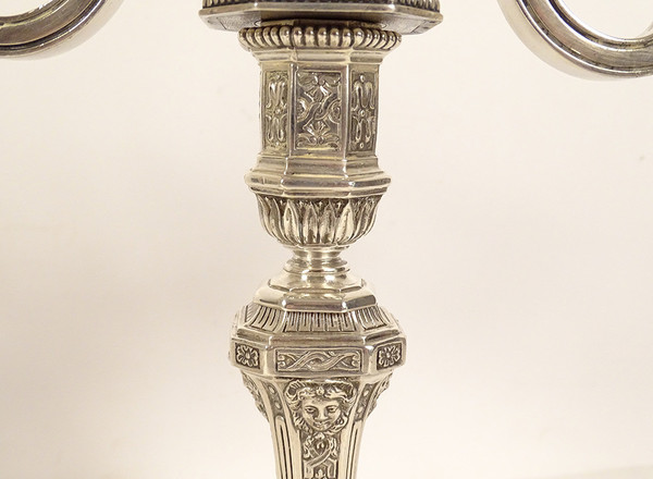 Pair of 2-light candelabra Louis XIV Christofle Dupérier Silver-plated metal 20th century