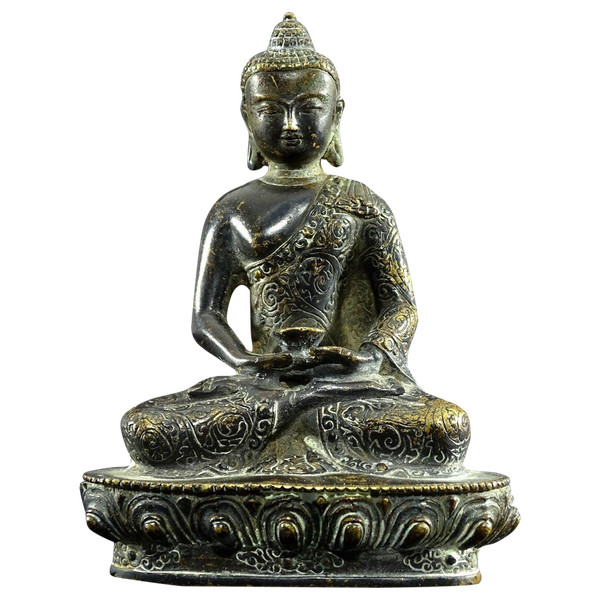 Art Sino-tibétain, Première Moitié Du XXème Siècle, Statue De Bouddha En Bronze. 