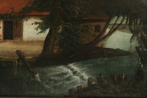 The House by the River Flemish school of the 18th-century oil on panel