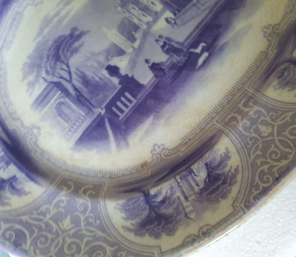 19th c transfer-decorated platter by J Jamieson and Co, Bo'ness, Scotland