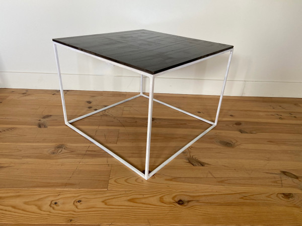 Square slate coffee table or side table.