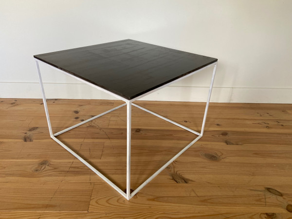 Square slate coffee table or side table.