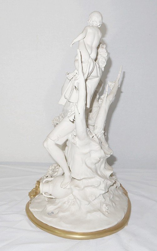  Biscuit group from Capodimonte, signed C. Villari – XXth