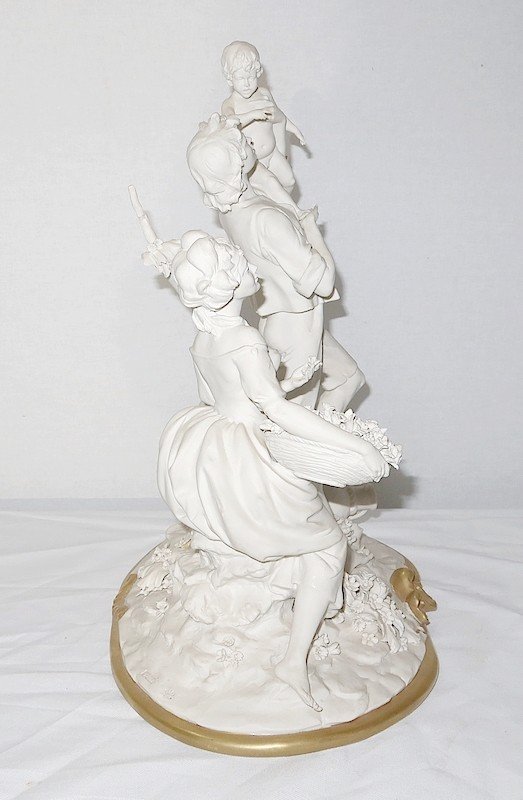  Biscuit group from Capodimonte, signed C. Villari – XXth