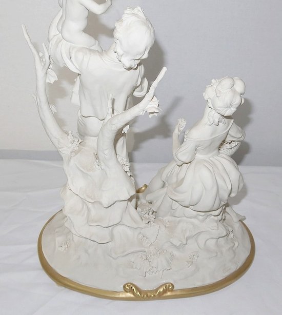  Biscuit group from Capodimonte, signed C. Villari – XXth