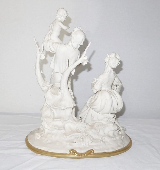  Biscuit group from Capodimonte, signed C. Villari – XXth