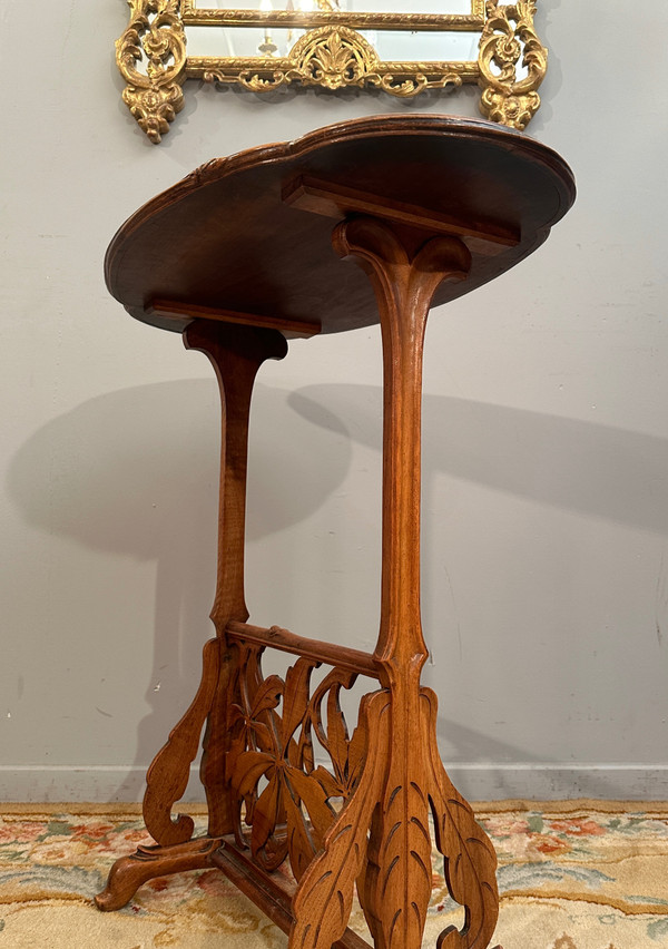 Emile Gallé, Rare Art Nouveau Swallows pedestal table (1846 - 1904)