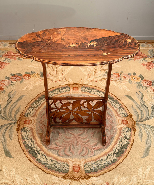 Emile Gallé, Rare Art Nouveau Swallows pedestal table (1846 - 1904)