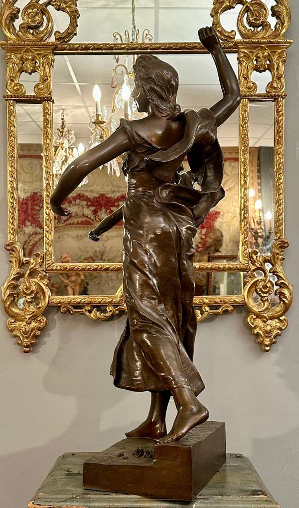 Important Bronze Sculpture Fête Des Fleurs By Alexandre Levasseur 19th century (90 cm)