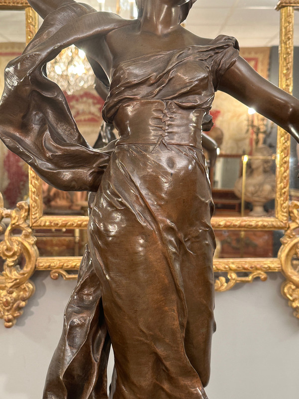 Important Bronze Sculpture Fête Des Fleurs By Alexandre Levasseur 19th century (90 cm)