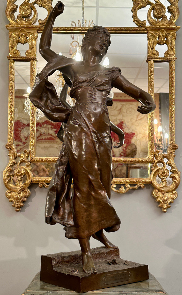 Important Bronze Sculpture Fête Des Fleurs By Alexandre Levasseur 19th century (90 cm)