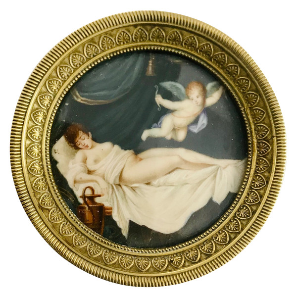 Miniatura mitologia allegoria dell'amore Eros Cupido Psiche