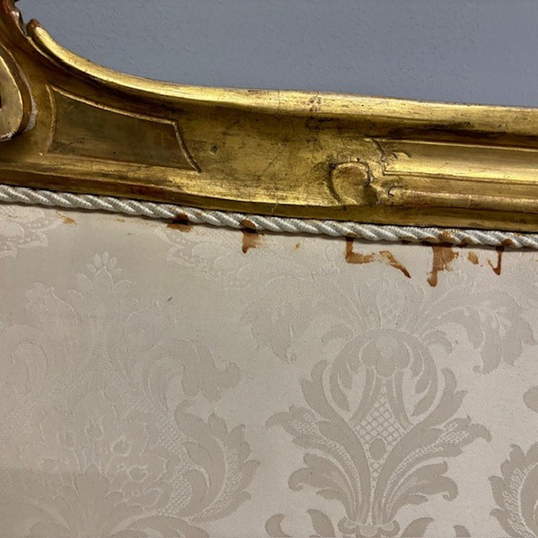 Antique headboard bed Louis Philippe 1840 gold leaf . Mis Largh 192 H 98