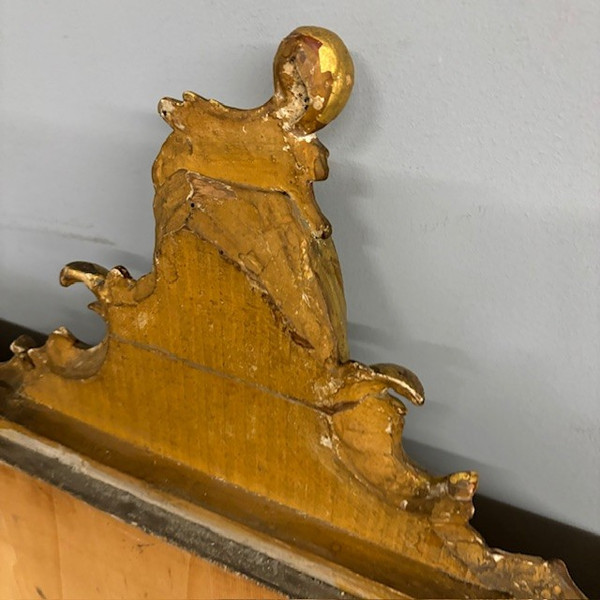 Antique headboard bed Louis Philippe 1840 gold leaf . Mis Largh 192 H 98