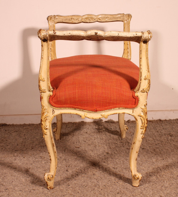 Small Polychrome Wooden Bench - 19th Century