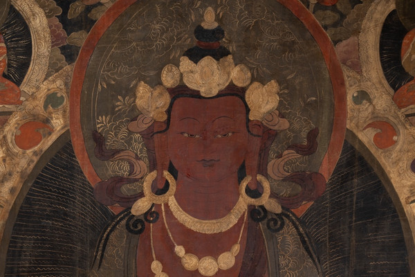 Thangka tibétain représentant un bouddha. Fin XIXe siècle. LS53681809I