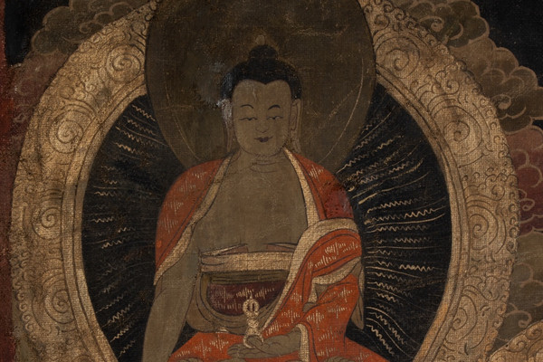 Thangka tibétain représentant un bouddha. Fin XIXe siècle. LS53681809I