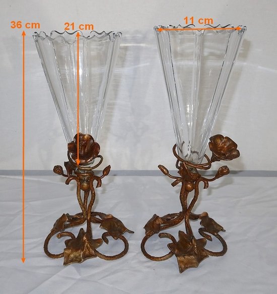 Paire de Vases en Cristal, époque Art Nouveau – 1900